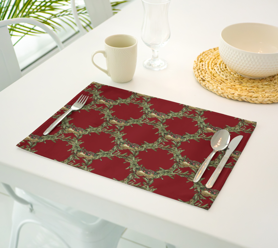 Olive Wreath Cranberry Placemat