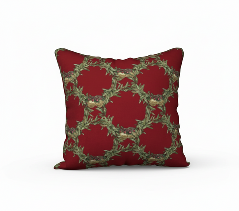 Olive Wreath Cranberry Pillow Case